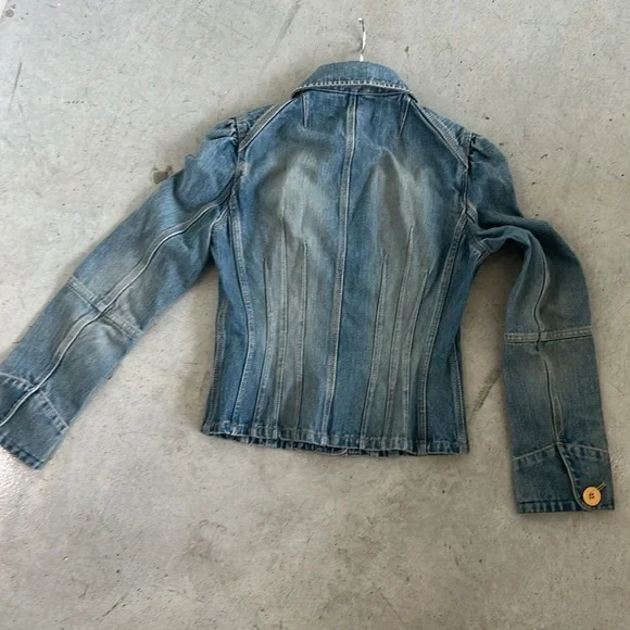 MARC by MARC JACOBS Y2K Size 6 Blue Cotton Distressed Jean Jacket - Picture 5 of 9